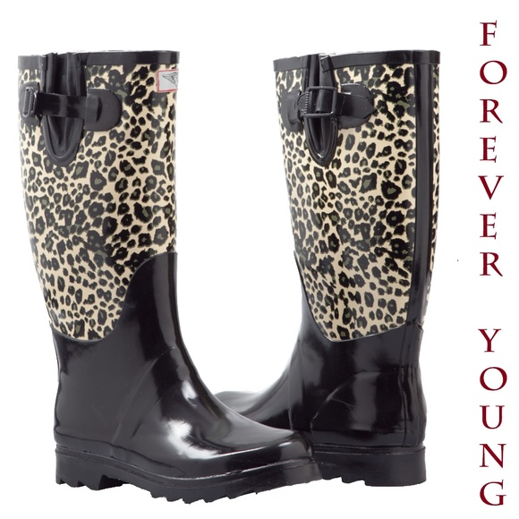 women's leopard rain boots